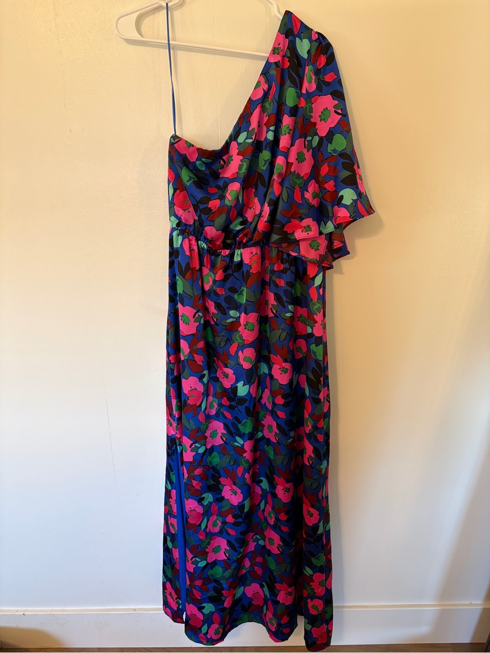 One Shoulder Pink and Blue Satin Dress from Sugarlips